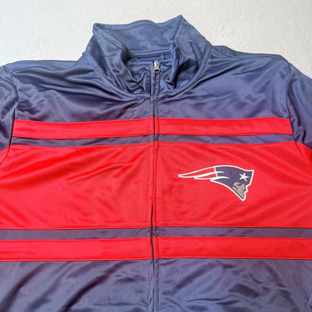 New England Patriots NFL Track Jacket Zip Up‎ Navy Red Adult XX Large